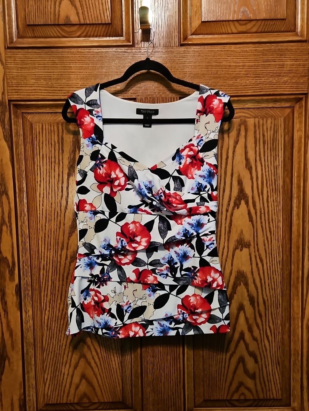 Red and Blue Floral Jersey Knit Camisole